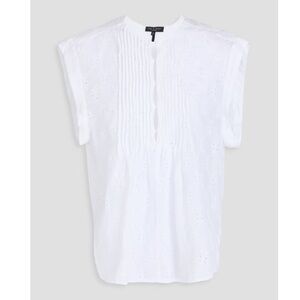 NWT RAG & BONE Gabby broderie anglaise ramie top white - XXS